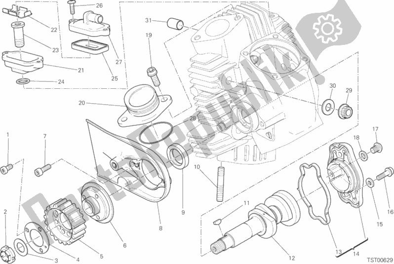 Alle onderdelen voor de Horizontaal Hoofdtimingsysteem van de Ducati Scrambler Icon USA 803 2020